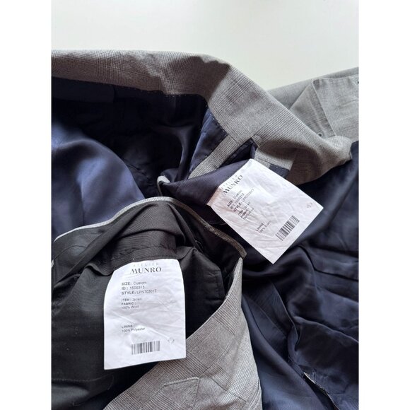 NWOT Men's Custom ATELIER MUNRO Loro Piana Grey Check Wool 2-Piece Suit, Size 50 - Picture 15 of 16